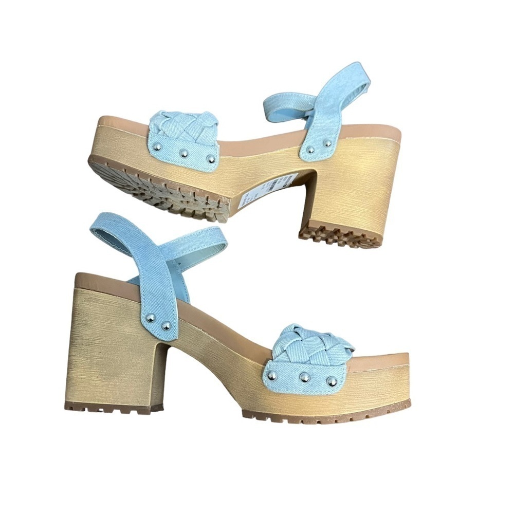 3/$30 ☀️ Anne Klein Loris Woven Ankle Strap Platform Sandals Blue - Picture 6 of 9